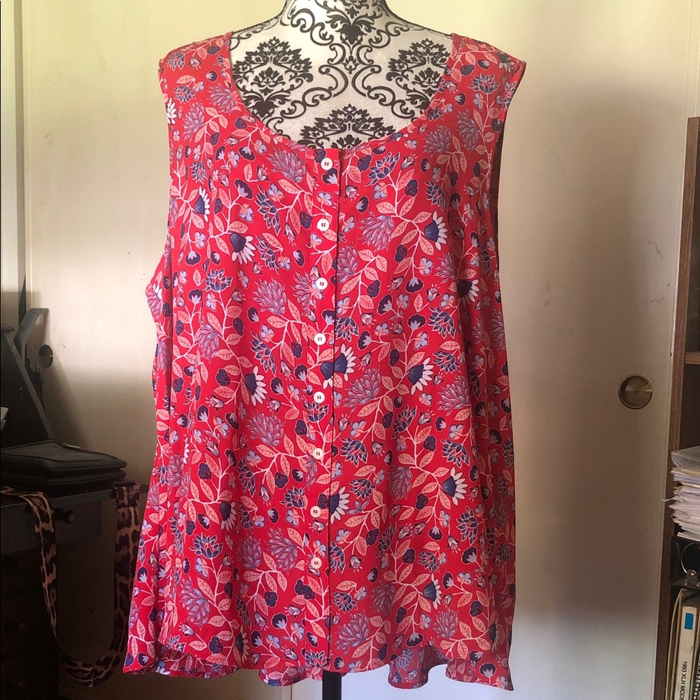 Floral Red Sleeveless Top